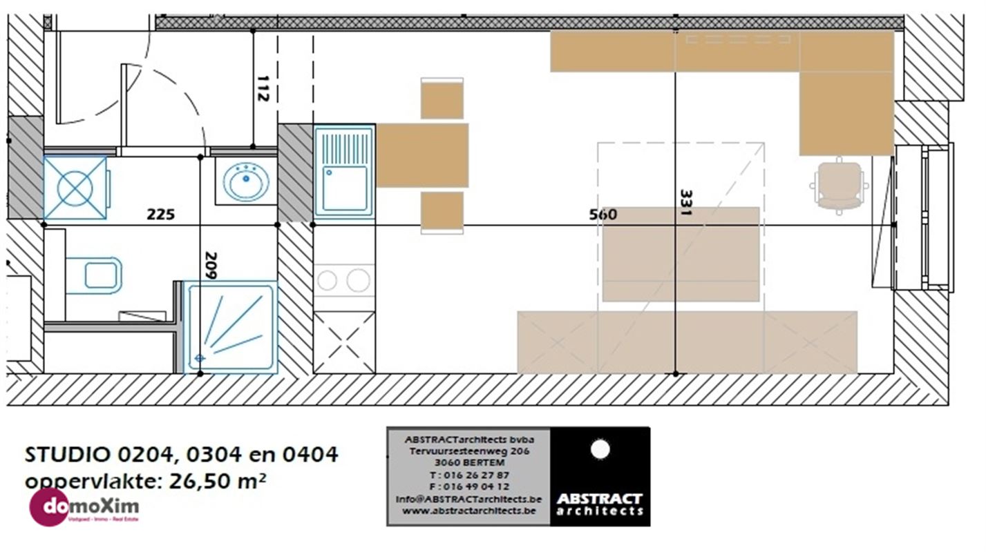 Studio moderne et meublé, convient à une personne, dans le centre de Louvain